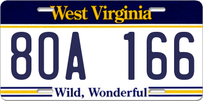 WV license plate 8OA166
