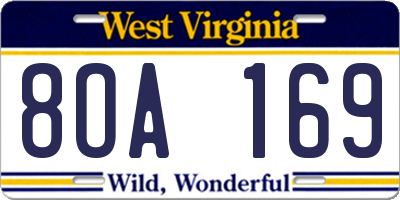 WV license plate 8OA169