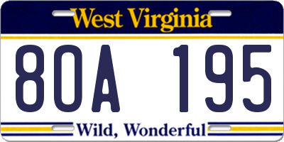 WV license plate 8OA195