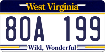 WV license plate 8OA199