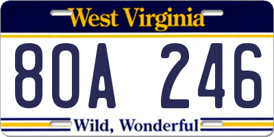 WV license plate 8OA246
