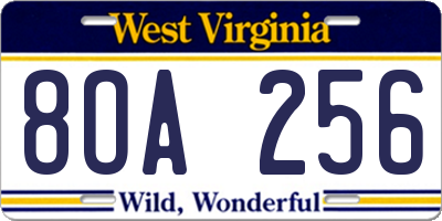 WV license plate 8OA256