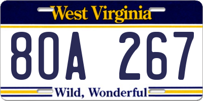 WV license plate 8OA267