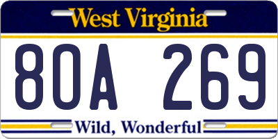 WV license plate 8OA269