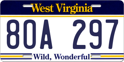 WV license plate 8OA297