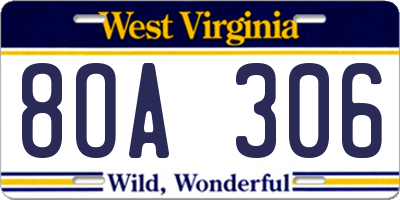 WV license plate 8OA306
