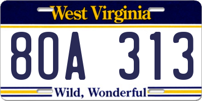 WV license plate 8OA313