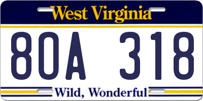 WV license plate 8OA318