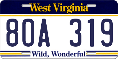 WV license plate 8OA319