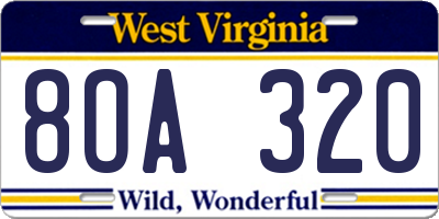 WV license plate 8OA320