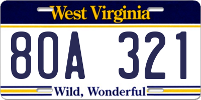 WV license plate 8OA321