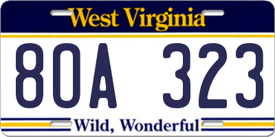 WV license plate 8OA323