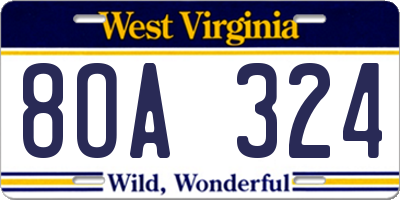 WV license plate 8OA324
