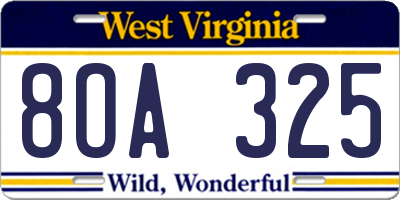 WV license plate 8OA325