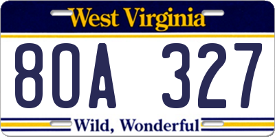 WV license plate 8OA327