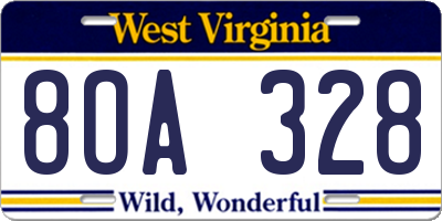 WV license plate 8OA328