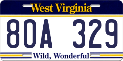 WV license plate 8OA329