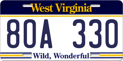 WV license plate 8OA330