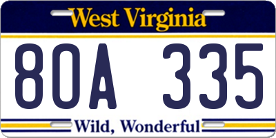 WV license plate 8OA335