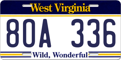 WV license plate 8OA336