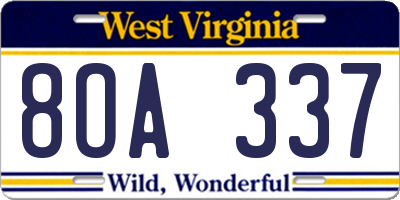 WV license plate 8OA337