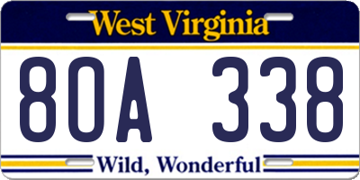 WV license plate 8OA338