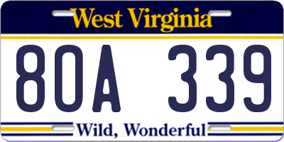 WV license plate 8OA339