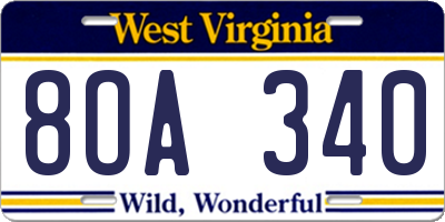WV license plate 8OA340