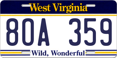 WV license plate 8OA359