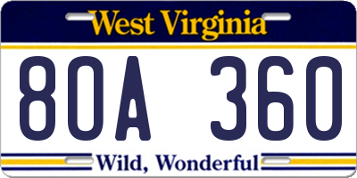 WV license plate 8OA360