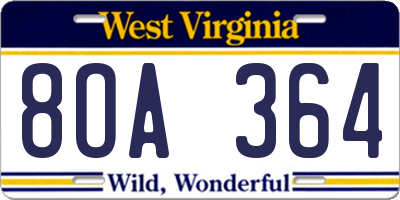 WV license plate 8OA364