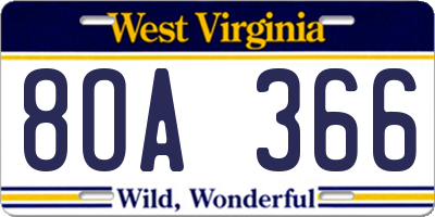 WV license plate 8OA366