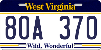 WV license plate 8OA370