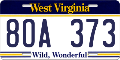 WV license plate 8OA373
