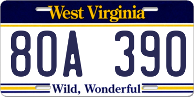 WV license plate 8OA390