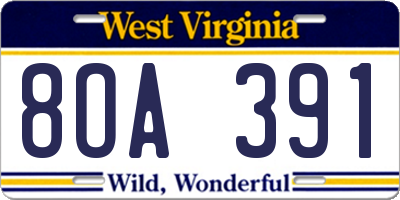 WV license plate 8OA391