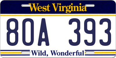WV license plate 8OA393
