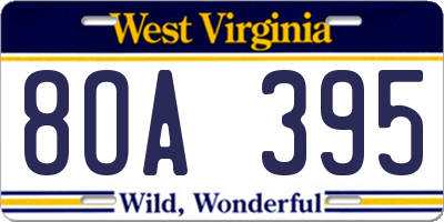 WV license plate 8OA395