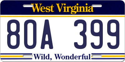 WV license plate 8OA399