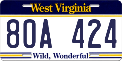 WV license plate 8OA424