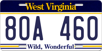 WV license plate 8OA460