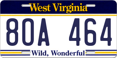 WV license plate 8OA464