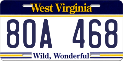 WV license plate 8OA468