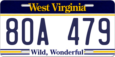 WV license plate 8OA479