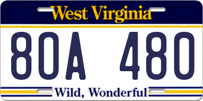 WV license plate 8OA480
