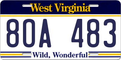 WV license plate 8OA483