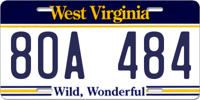 WV license plate 8OA484