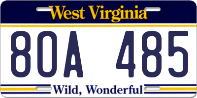 WV license plate 8OA485