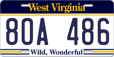 WV license plate 8OA486