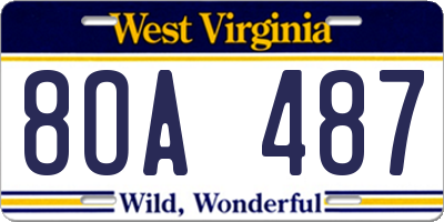 WV license plate 8OA487